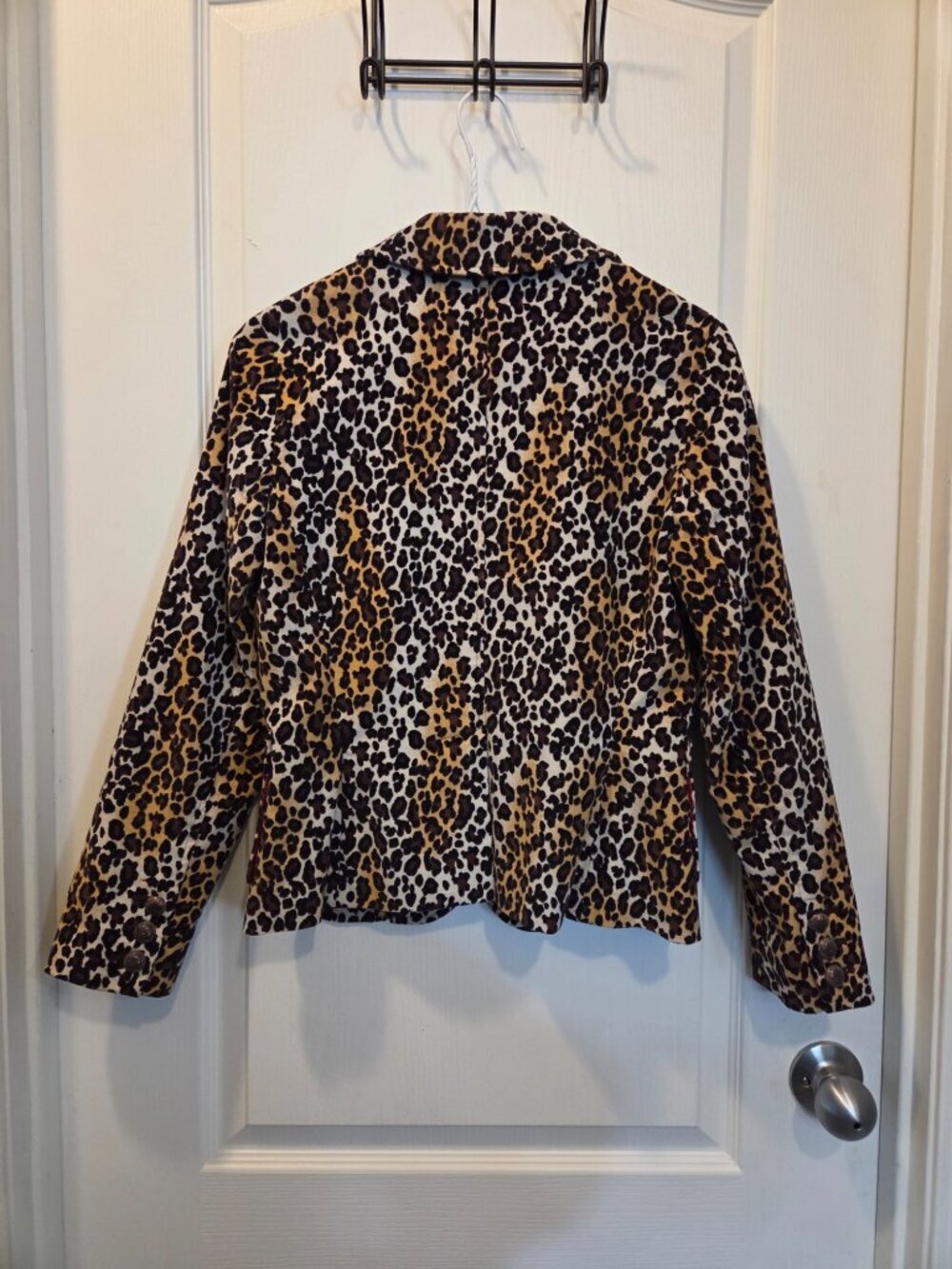 Larry Levine Petite Leopard Print Corduroy Blazer 4P - Picture 5 of 7